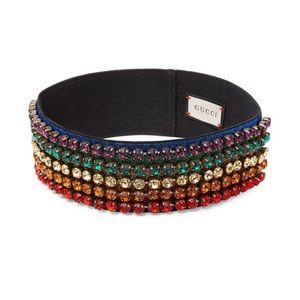 NWT GUCCI: Metallic Crystal Webby Headband Size M